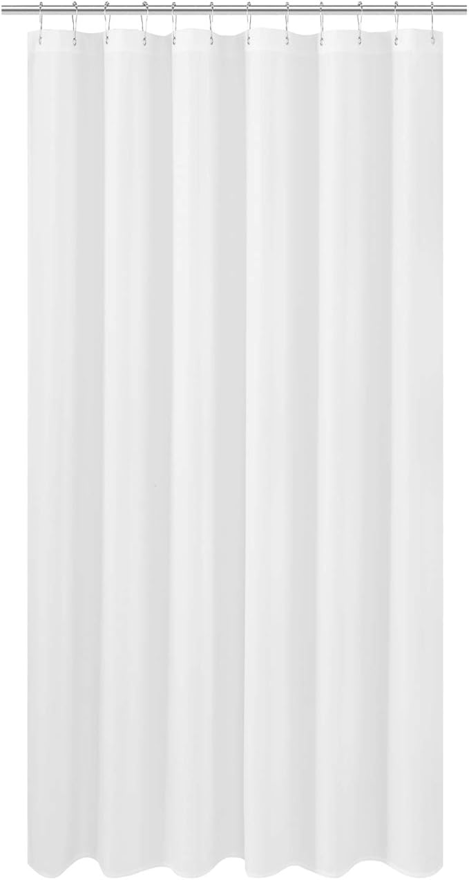 N&Y HOME Extra Long Fabric Shower Curtain or Liner 72 x 94 inch, Hotel Quality, Washable, White Bathroom Curtains with Grommets, 72x94