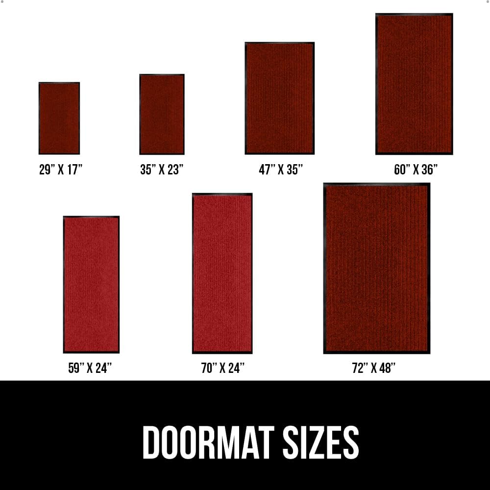 GORILLA GRIP Traffic Guard Door Mat, 47x35, Heavy Duty Welcome Mats, Commercial Office Space Doormat, Waterproof, Fade Resistant, Strong Rubber Backing, Low Profile, Shoe and Boot Scraper, Red