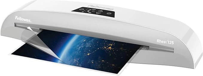Fellowes® Rhea Laminator with Pouch Starter Kit, 12.5" Width, White/Gray