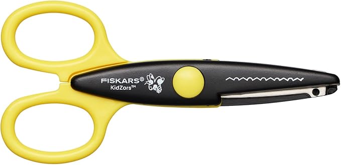 Fiskars Children's Decor Scissors, 6 Pieces, Incl. Storage Bag, Length: 13 cm, for Right- and Left-Handed Users, from 4 Years, Stainless Steel Blade/Plastic Handles, Multi-Coloured, Kidzors, 1003730