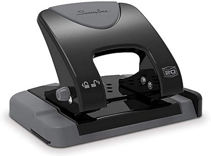 Swingline 2 Hole Punch, Hole Puncher, SmartTouch with Edge Guide, 20 Sheet Punch Capacity, Low Force Required, Black/Gray, 6 Pack (74135CS)
