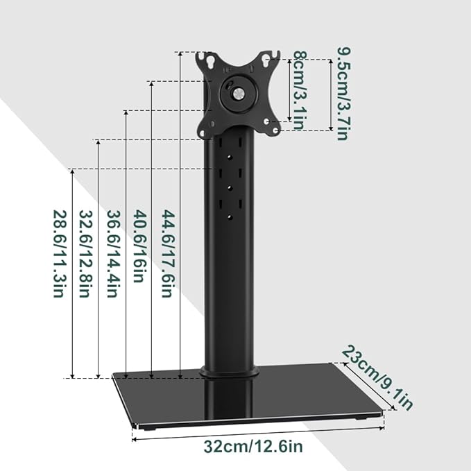 Monitor Stand for 13"–32" Screens Swivel Computer Monitor Holder Freestanding 5 Height Adjustable TV Stand VESA 80x80mm/95x95mm Holds up to 77lbs