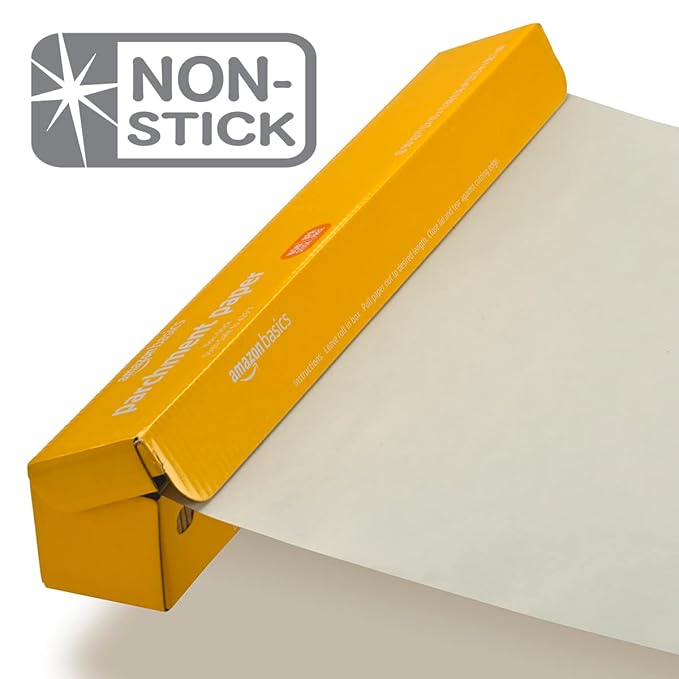Amazon Basics Non-Stick Parchment Paper for Baking,Cooking,Oven Safe,15 inches,90 Sq Ft Roll,(Pack of 12)