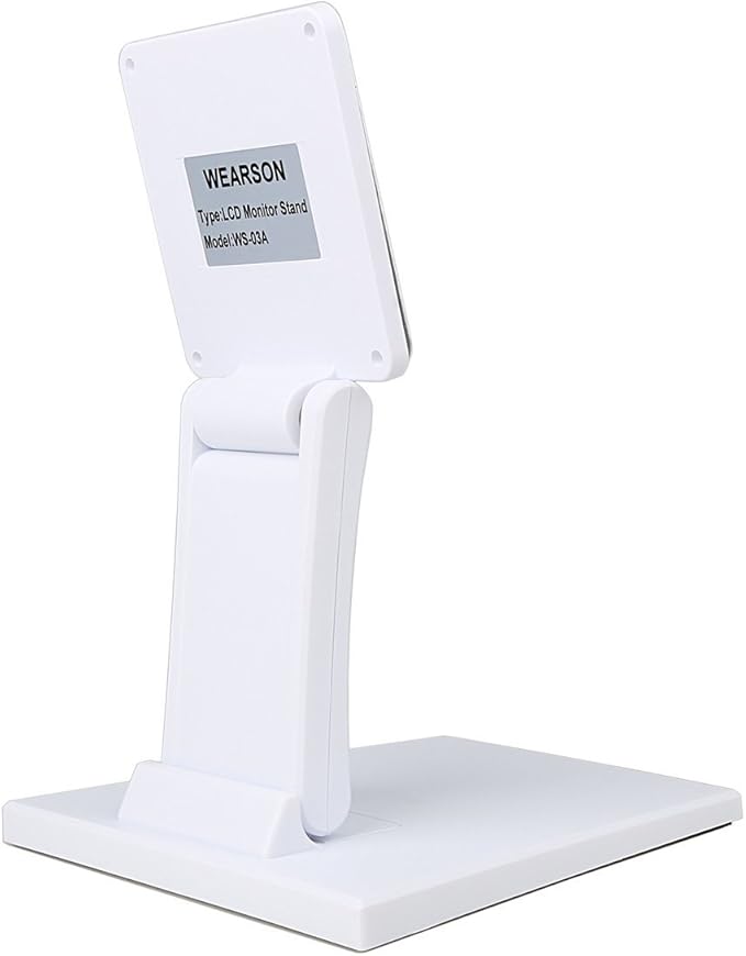 WEARSON Single Adjustable LCD Monitor Stand Mount Folding VESA Monitor Desk Stand with VESA Hole 75x75mm 100x100mm (White)