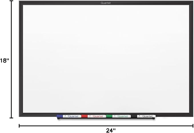 Quartet Magnetic Dry Erase White Board, 2' x 1-1/2 Whiteboard, Nano-Clean Surface Resists Ink Stains, Black Aluminum Frame (SM531B)