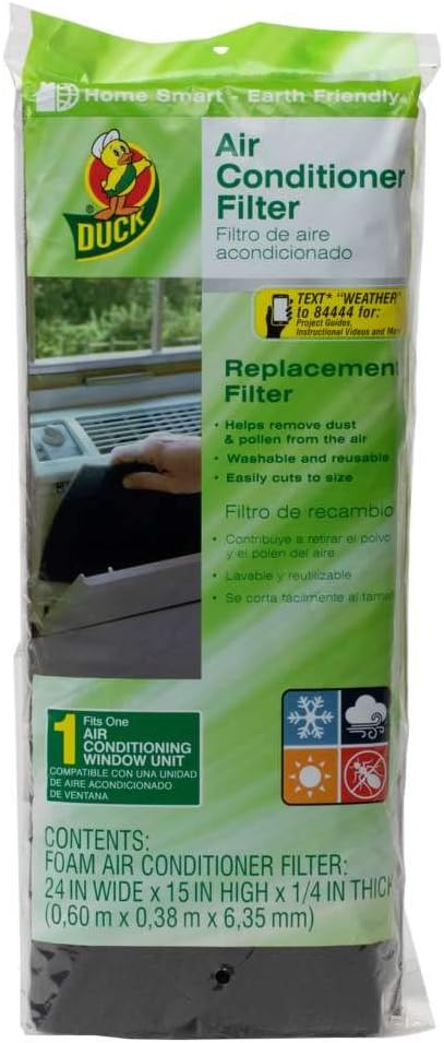 Duck Brand 1285234 Replacement Air Conditioner Foam Filter, 24-Inch x 15-Inch x 1/4-Inch, 1-Pack by Duck