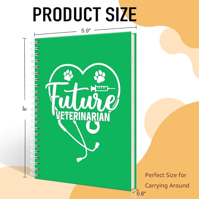 Future Veterinarian Green Spiral Horizontal Lines Notebook, Funny Paw Silhouettes Journal Gifts for Future Veterinary Nurse Vet Assistant Animal Lover, Grad Gifts for Veterinary Tech Student