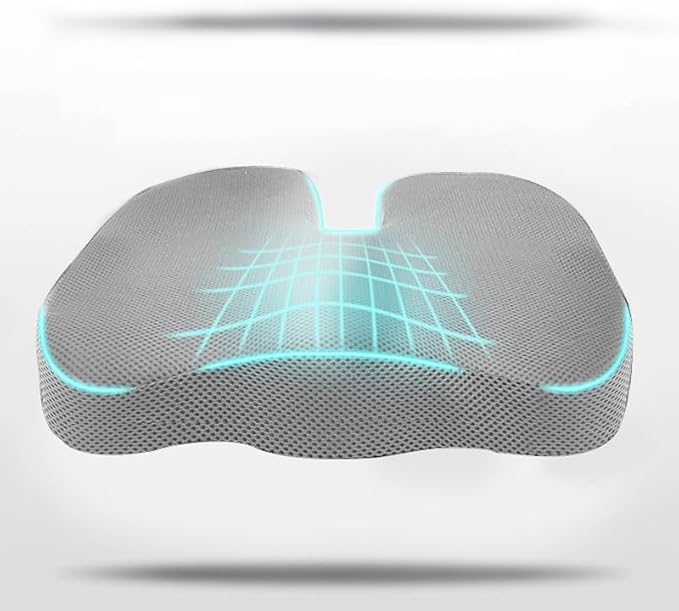 Office Chair Seat Cushion,Premium Memory Foam Chair Cushion for Long Sitting,Tailbone,Back,Sciatica,Coccyx Pain Relief Pillow Hip Butt Pad Cushion -for Office Chair,Car Seat,Wheelchair (Grey)