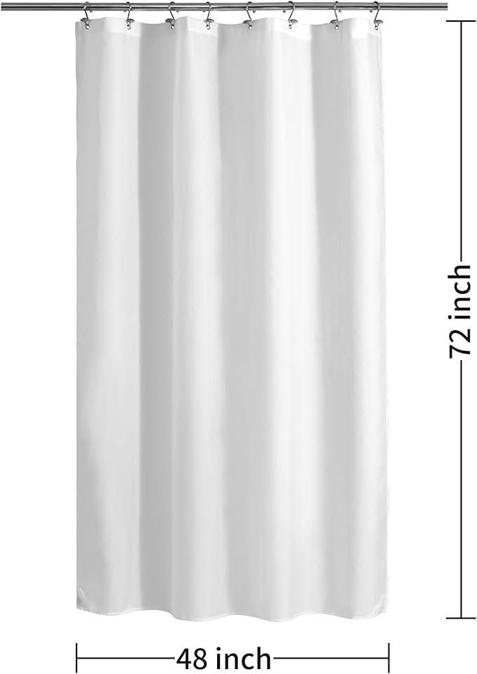 ALYVIA SPRING Stall Fabric Shower Curtain Liner Waterproof - 48" x 72", Soft & Lightweight Stall Size Shower Curtain with Magnets, Machine Washable - 48x72, White