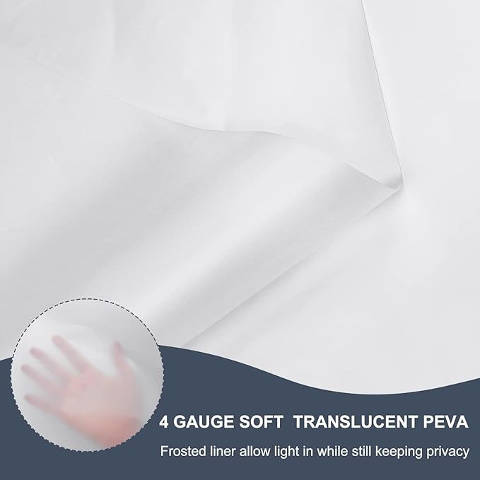 EurCross Extra Long Frosted Shower Curtain Liner 108 inches Length with 5 Bottom Magnets,PEVA Medium Weight Opaque Waterproof Shower Liner 72 x 108 inch