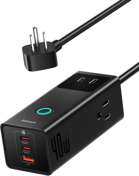 Baseus Power Strip PD40W USB C Charger Extension Cord with 3 AC Outlets & 3 USB Port Fast Charging Charging Station for Office Dorm Room Home