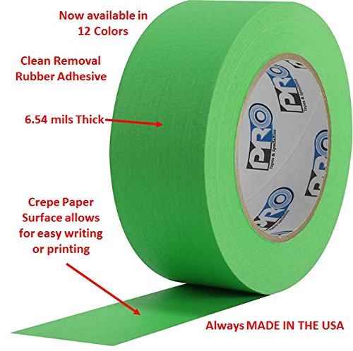 ProTapes Colored Crepe Paper Masking Tape, 60 yds Length x 2" Width, Red (Pack of 1)