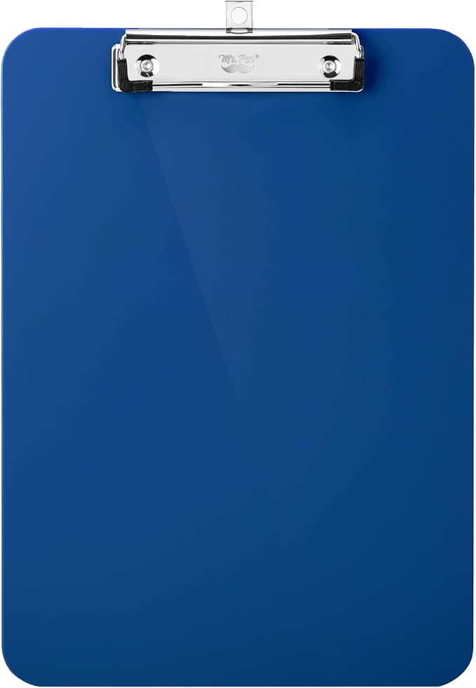 Mr. Pen- Plastic Clipboard, 12.5” x 9”, Navy Blue, Clipboard Plastic, Low-Profile Metal Clip with Retractable Hanging Hole