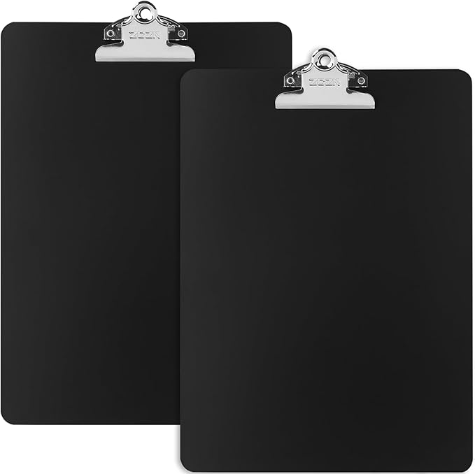 ZCZN Metal Clipboard, 2 Pack Heavy Duty Aluminum Clipboards 12 x 9 Inches, A4 Letter Sizer Document Holder with High Capacity Clip, Suitable for School, Office, Jobsite or Medical Staff, Black
