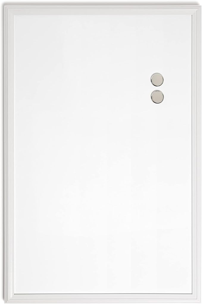 U Brands Farmhouse Board, Dry Erase White Board with White Frame, Office Supplies, Includes Magnets, 20” x 30” (2993U00-04)