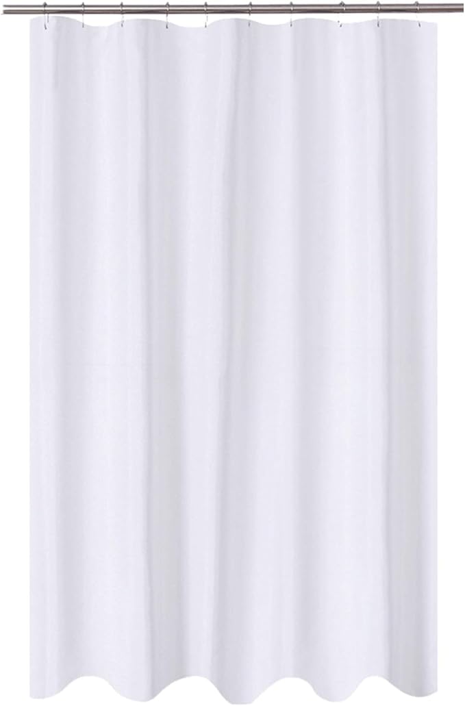 N&Y HOME Fabric Shower Curtain Liner Longer Stall Size 54 x 75 inches, Hotel Quality, Washable, White Bathroom Curtains with Grommets, 54x75