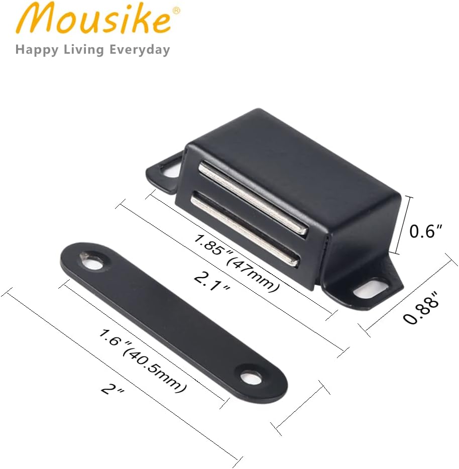 Mousike Cabinet Magnets 30lb Black Door Magnets with Strong Magnetic for Kitchen Cupboard Wardrobe Closet Cabinet Door Drawer Latch 8 Pack