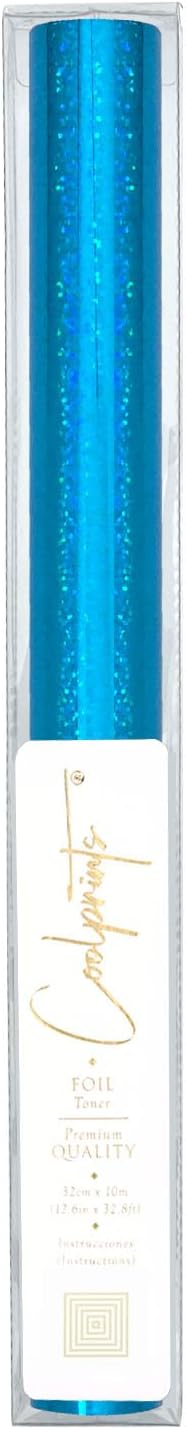 Foil for Laminator and Laser Printer, Foil for Toner, Special Colors, Roll of 12.6 Inches x 32.8 Feet (Blue Holographic Glitter)