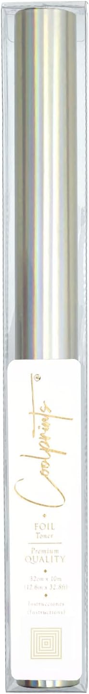 Coolprints Foil for Laminator and Laser Printer, Foil for Toner, Special Colors, Roll of 12.6 Inches x 32.8 Feet (Holographic Silver)