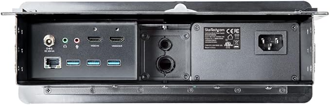 StarTech.com Conference Room Docking Station with Power/Charging; Table Connectivity Box, Universal USB-C Laptop Dock, 60W PD, 4K HDMI, USB Hub, Audio, 2X AC Outlets, 2xUSB Charge Ports, TAA