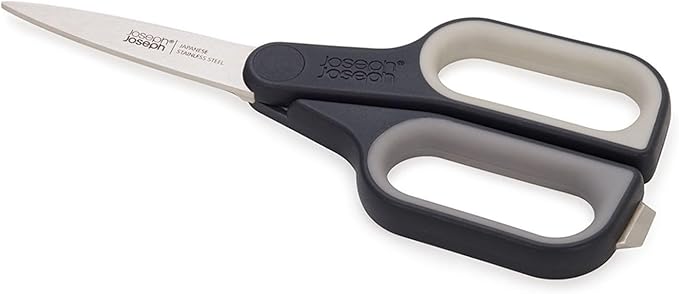 Joseph Joseph PlusCut All Purpose Kitchen Scissors with Integrated Box Cutter, Japanese Stainless-Steel Blades, Soft-Grip Handles