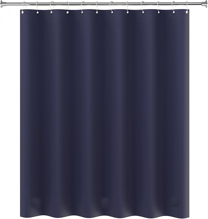AmazerBath Navy Blue Shower Curtain, Thick PEVA, Heavy Duty Waterproof 72x72 with 3 Weighted Stones and 12 Grommets