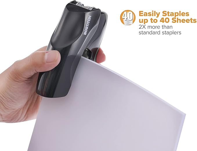 Bostitch Office Heavy Duty Stapler, 40 Sheet Capacity, No Jam, Half Strip, Fits into the Palm of Your Hand, For Classroom, Office or Desk, No Color Choice, One per Order (B175-ASST)