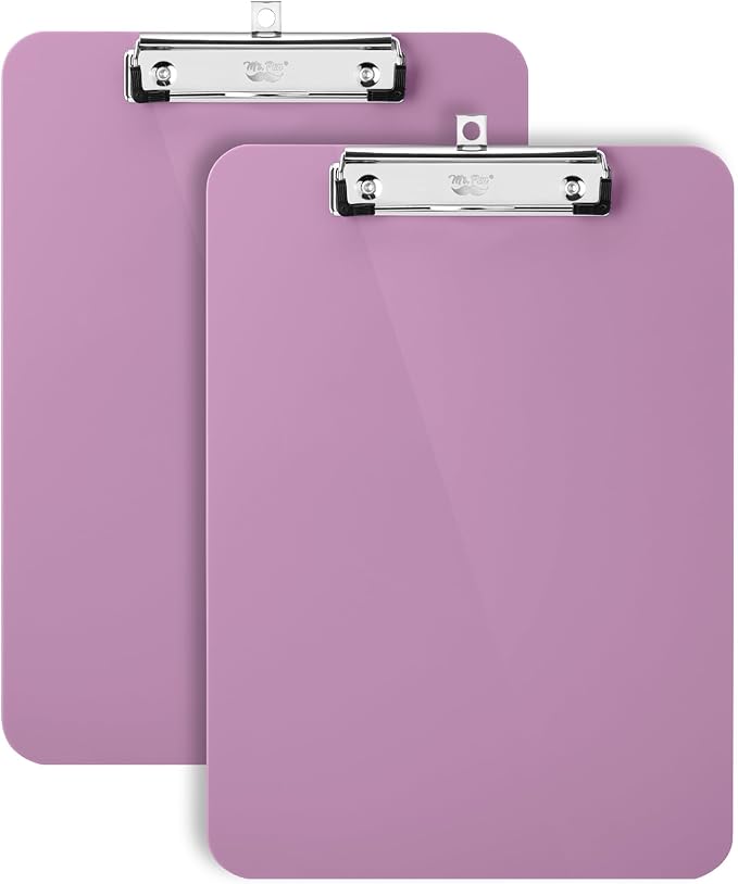 Mr. Pen- Plastic Clipboard, 12.5" x 9", 2 Pack, Lavender Mist Clipboard Plastic, Low-Profile Metal Clip with Retractable Hanging Hole