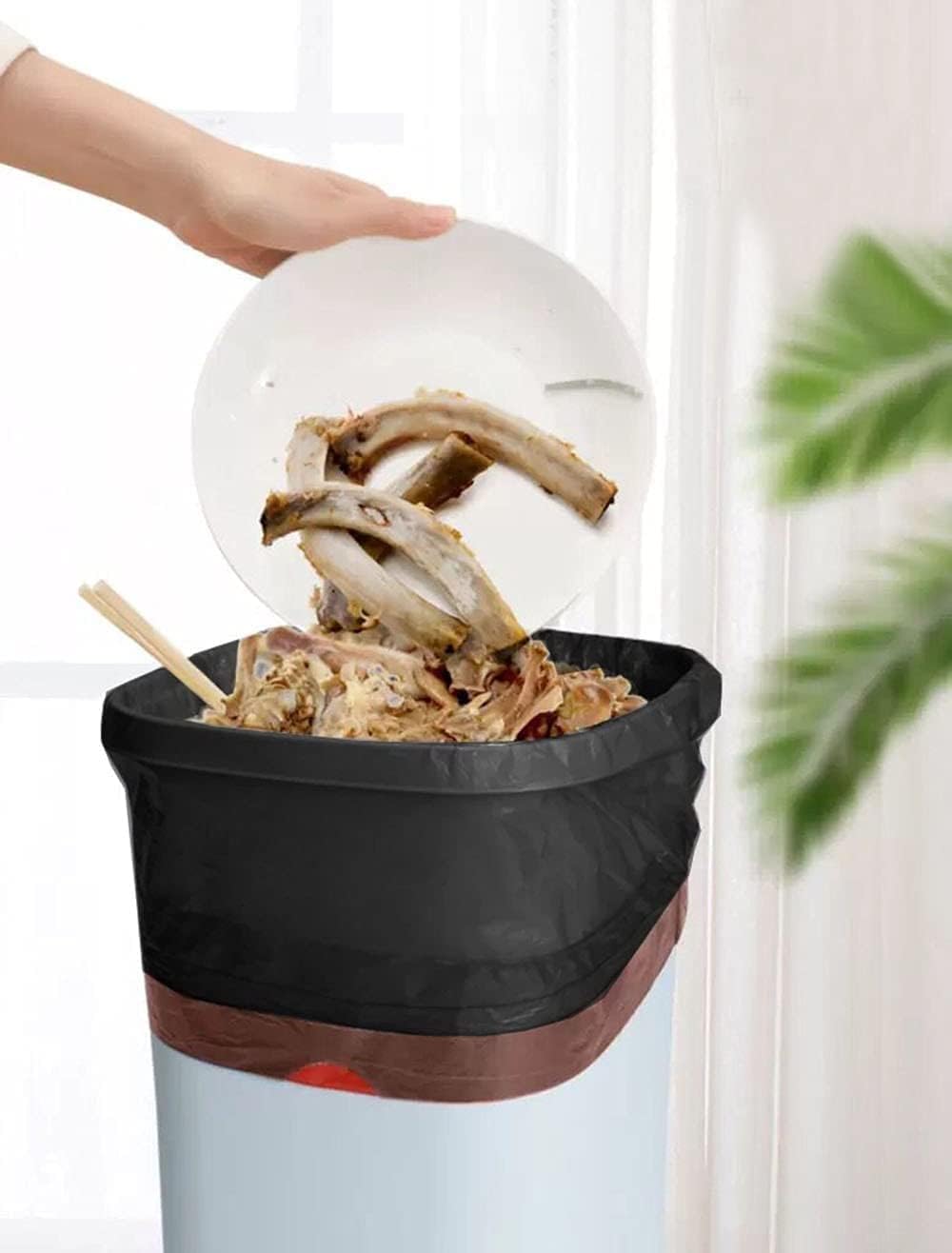 Feisco 8 Gallon Black Trash Bag,30L Drawstring Garbage Bag Trash Can Liner,90 Counts,0.9 Mil (8 Gallon, Black)