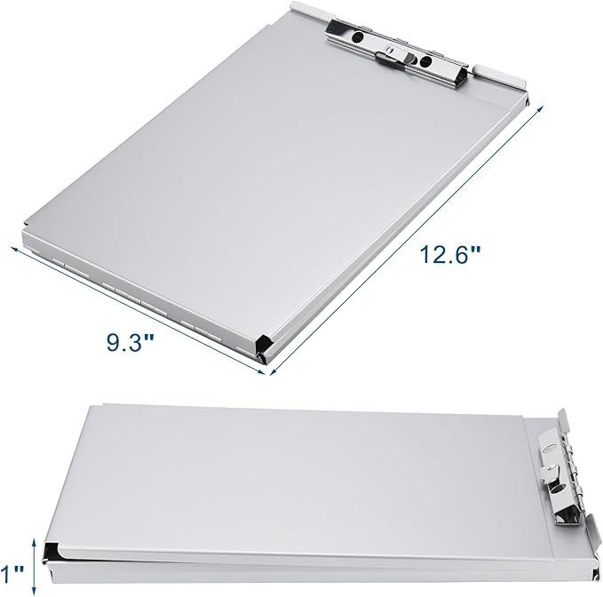 ZCZN Recycled Aluminum Storage Clipboard, Clipboard Box Set of 4, Form Holder, Suitable for School, Office, Jobsite or Medical Staff, Silver