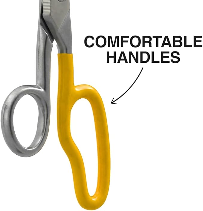 Klein Tools 2100-8 Free-Fall Electrician Snips, Made in USA, 6.25-Inch Stainless Steel Scissors with Stripping Notches, Fully Serrated Blade, Extended Handle, Electrical and Heavy-Duty Applications
