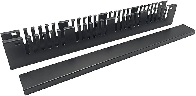 Monoprice 1U Metal Rackmount Cable Management Panel - 1.58 Feet - Black, Protects Cables, Promotes Good Airflow, Easy Grouping of Cables, Cable Organization
