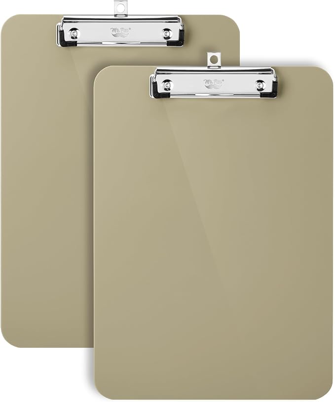 Mr. Pen- Plastic Clipboard, 12.5" x 9", 2 Pack, Faded Earthy Clipboard Plastic, Low-Profile Metal Clip with Retractable Hanging Hole