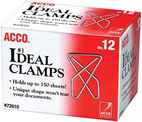 ACCO Ideal Paper Clamp (Butterfly Clamp), Smooth Finish, No.1 Size (Large), 12/Box (A7072610) (Pack of 2)