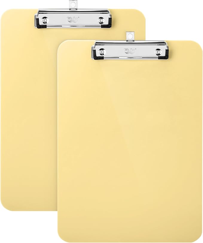 Mr. Pen- Plastic Clipboard, 12.5" x 9", 2 Pack, Buttercream Clipboard Plastic, Low-Profile Metal Clip with Retractable Hanging Hole