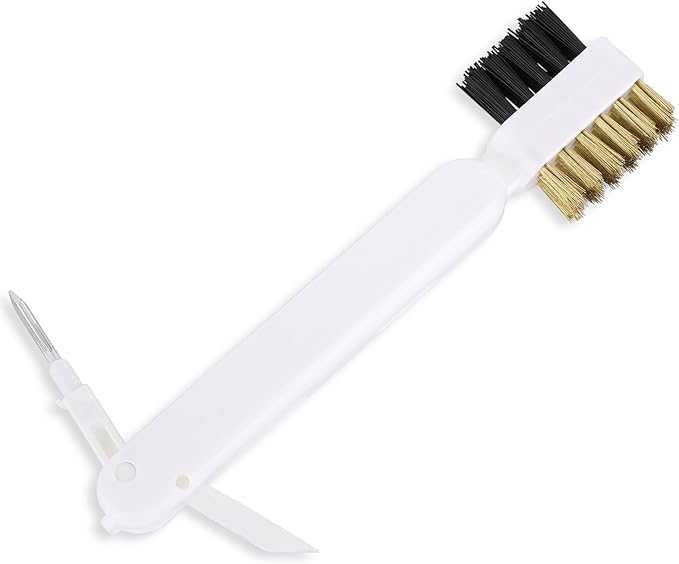 Kitchen Cleaning Scrub Brush Deep Gas Stove Brass Wire Brush with Stiff Bristles & Cooktop Scraper Stainless Steel Scrubber for Range Hood Grease Grime Rust Cleaner for Pot Pan Household Cleaning Tool