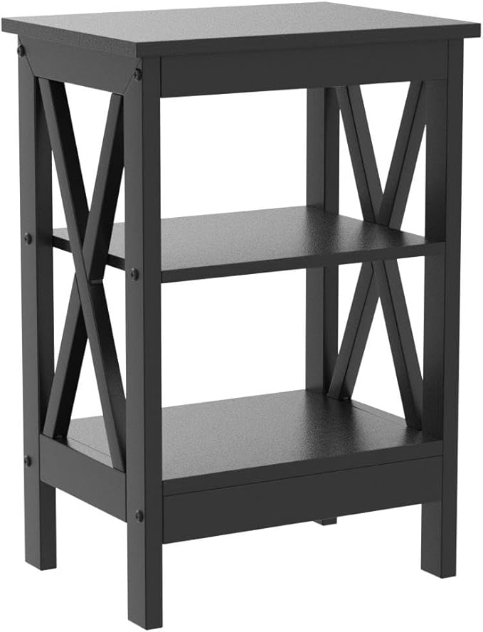 VECELO Modern Nightstands X-Design Side End Table Night Stand with Storage Shelf for Bedroom,Living Room,