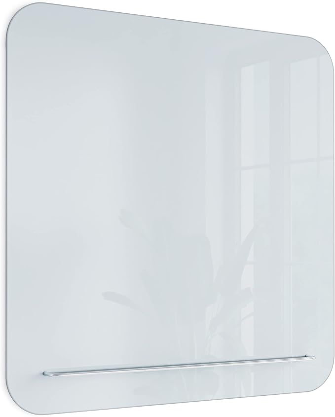 U Brands Magnetic Glass Dry-Erase Board with Floating Tray (36" W x 36" H)