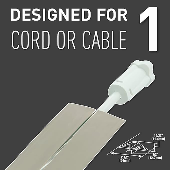 Legrand Wiremold Cord Cover, Ivory Cable Concealer Kit for Wall-Mounted TV, 15 ft Cord Management Channel to Hide Cables and Wires, CDI-5