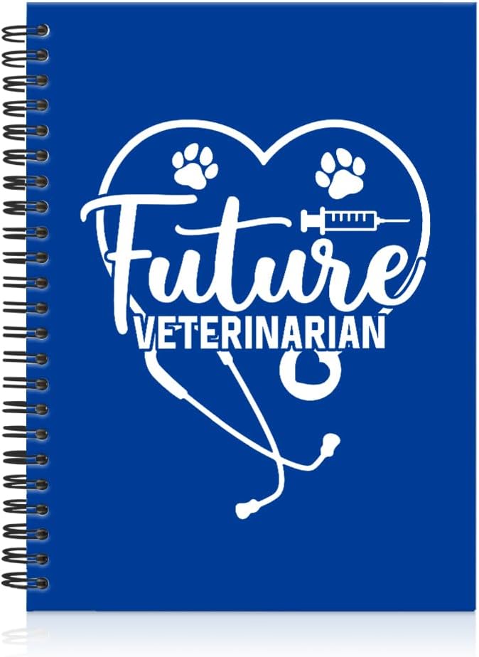Future Veterinarian Deep Blue Spiral Horizontal Lines Notebook, Funny Paw Silhouettes Journal Gifts for Future Veterinary Nurse Vet Assistant Animal Lover, Grad Gifts for Veterinary Tech Student