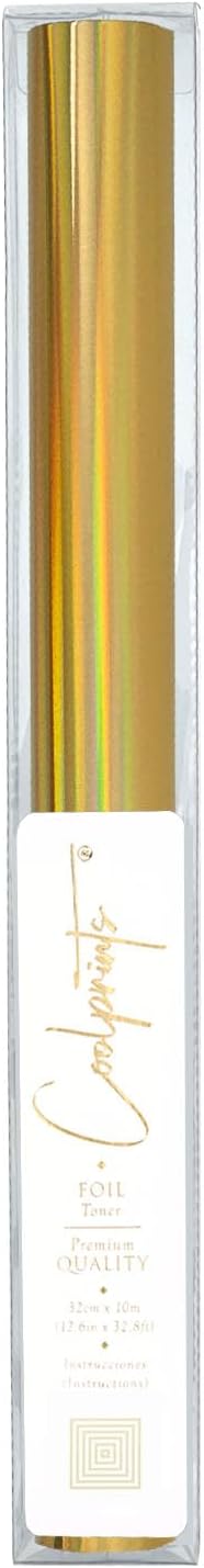Coolprints Foil for Laminator and Laser Printer, Foil for Toner, Special Colors, Roll of 12.6 Inches x 32.8 Feet (Gold Holographic)