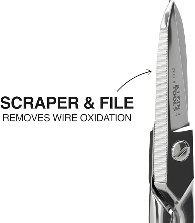 Klein Tools 2100-5 Electrician Scissors, Made in USA, 5.25-Inch Compact Scissors for Heavy-Duty Cutting and Low Voltage Work, Multi-Purpose