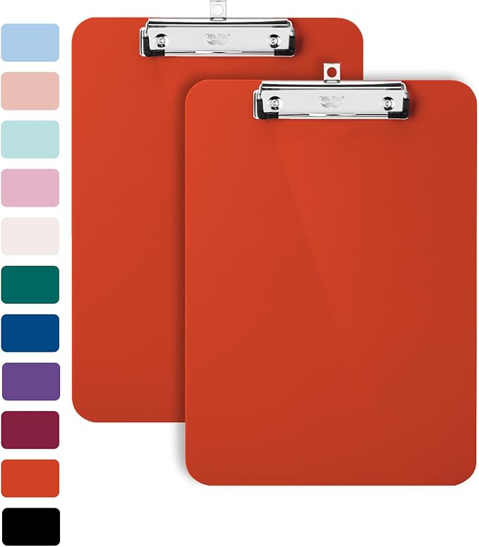 Mr. Pen- Plastic Clipboard, 12.5" x 9", 2 Pack, Clipboard Plastic, Low-Profile Metal Clip with Retractable Hanging Hole