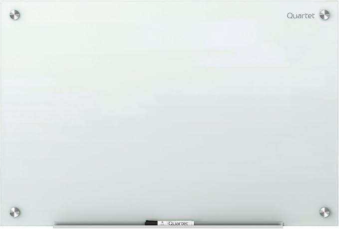 Quartet Magnetic Glass Dry Erase White Board, 24''W x 18''H Whiteboard, Infinity Frameless Mounting, White Surface (G2418W)