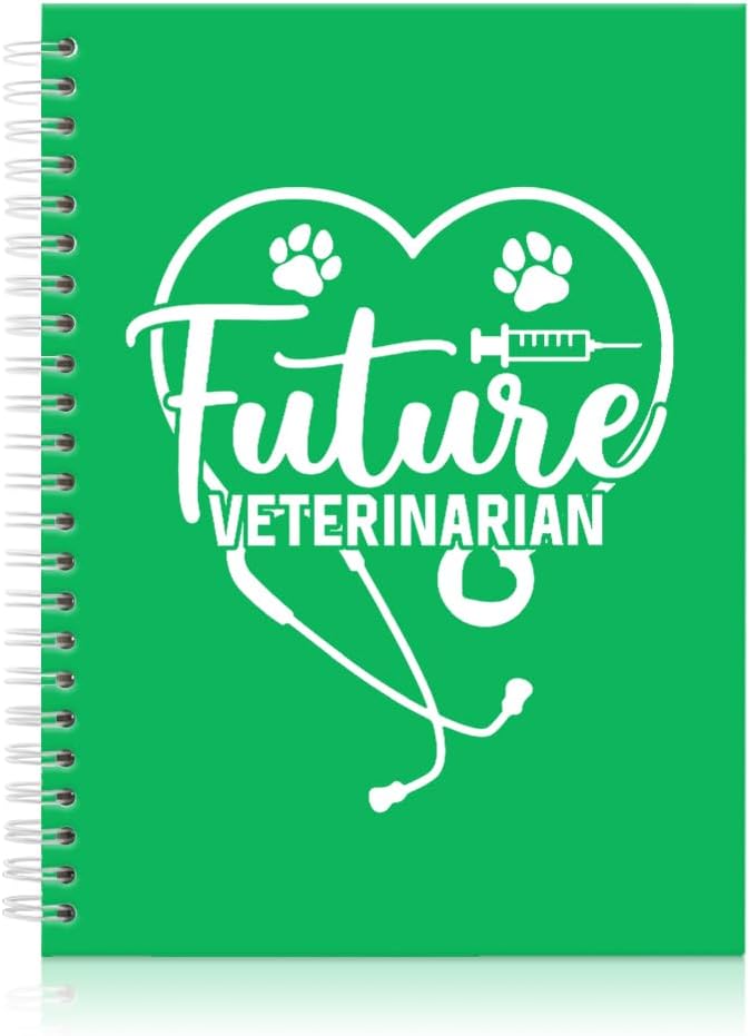 Future Veterinarian Green Spiral Horizontal Lines Notebook, Funny Paw Silhouettes Journal Gifts for Future Veterinary Nurse Vet Assistant Animal Lover, Grad Gifts for Veterinary Tech Student