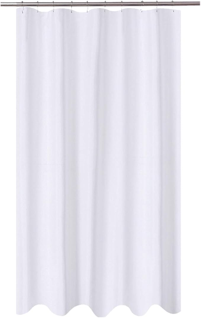 N&Y HOME Extra Long Stall Shower Curtain Liner Fabric 54 x 84 inch, Hotel Quality, Washable, Water Repellent, White Bathroom Curtains with Grommets, 54x84
