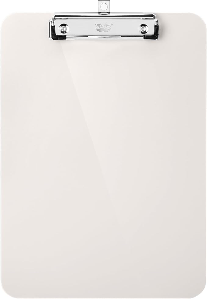 Mr. Pen- Plastic Clipboard, 12.5” x 9”, Ivory, Clipboard Plastic, Low-Profile Metal Clip with Retractable Hanging Hole