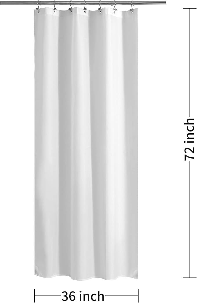 ALYVIA SPRING Stall Fabric Shower Curtain Liner Waterproof - 36" x 72", Soft & Lightweight Small Shower Curtain with Magnets for Narrow Stall Size, Machine Washable - 36x72, White