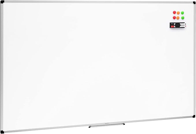 Amazon Basics Large Magnetic Dry Erase Whiteboard with Aluminum Frame, Pen Tray, Wall Mountable, 35.4" x 23.6", for School, Classroom, Office & Home