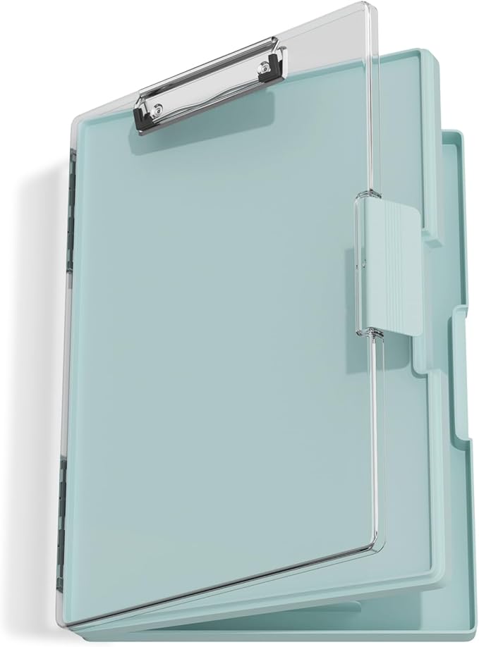 Hongri Clipboard with Storage, Green 8.5 x 11 Folder Nursing Side Opening, Heavy Duty with Dual Compartment, Smooth Writing for Teachers, Classroom, Size 13.3 x 9.4 x 1.5 in, Office & School Supplies